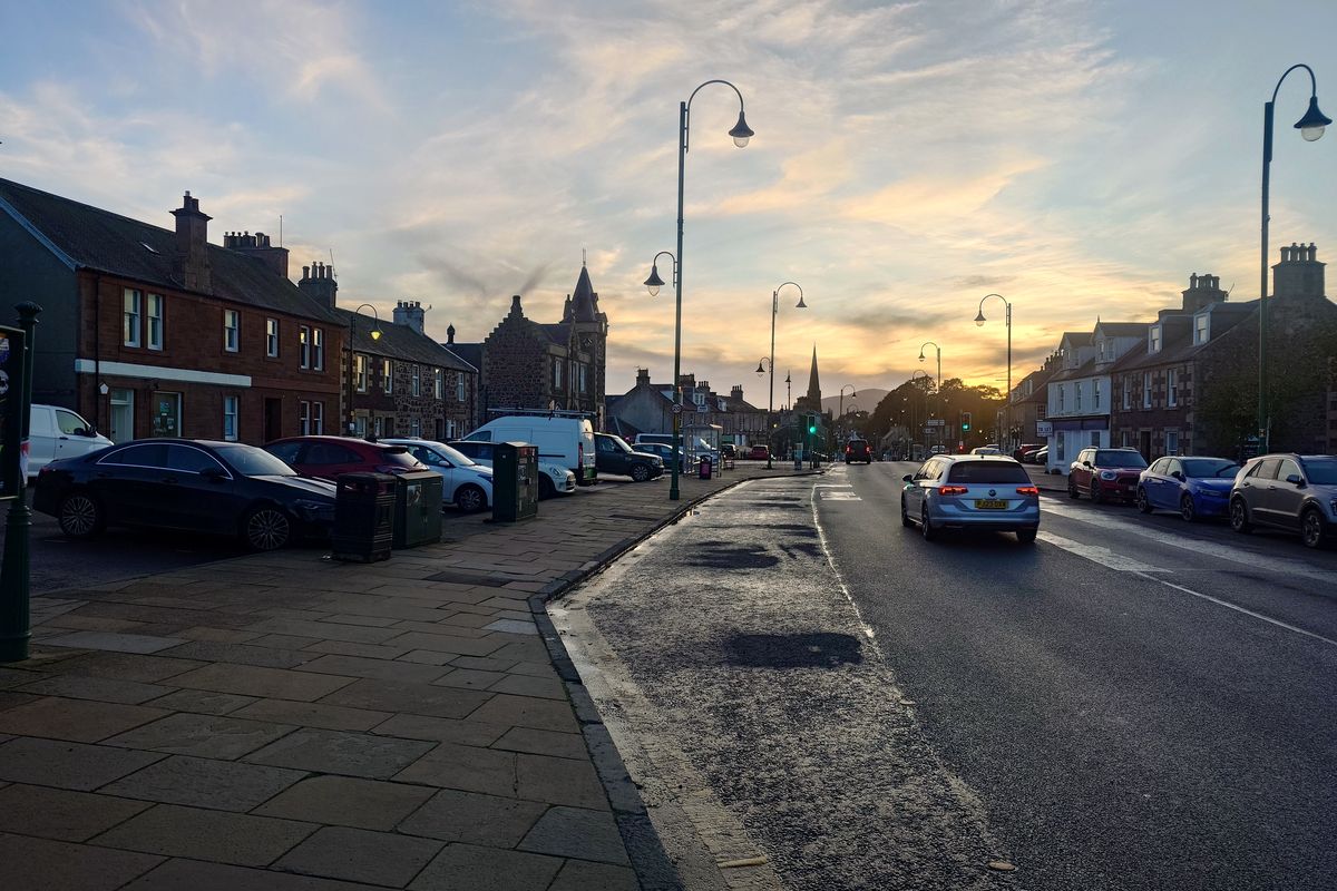 Biggar High Street at sunset, South Lanarkshire